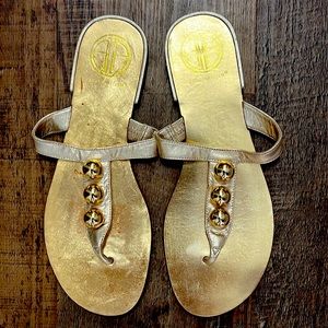 Lilly Pulitzer gold sandals